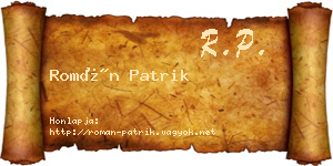 Román Patrik névjegykártya